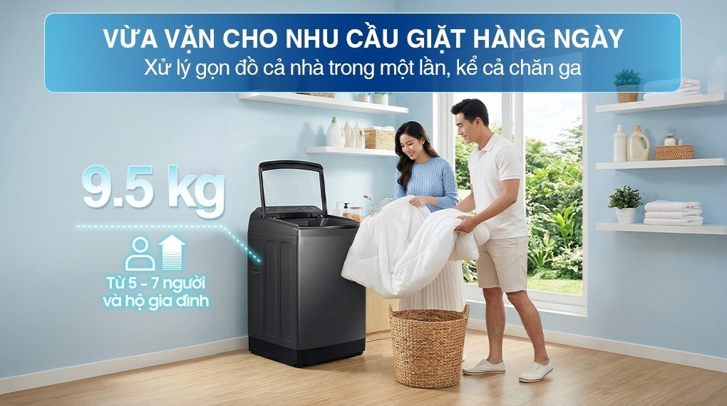 Máy giặt Samsung Cửa Trên WA40F95E4CSV 9.5kg